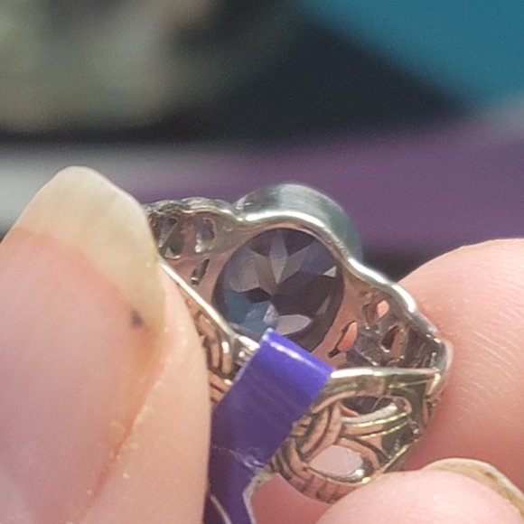 Amethyst Sterling Silver Celtic Borre Ring in Sterling Silver Size 7 or 8 - Picture 5 of 6